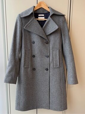 Club Monaco Women's Gray Wool Double-Breasted Pea Coat
